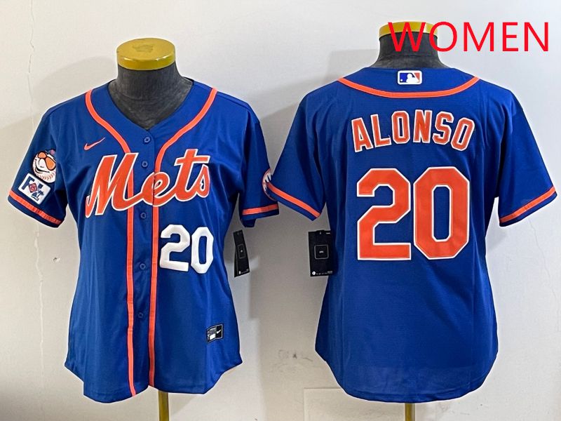 Women New York Mets #20 Alonso Blue Game Fashion 2025 Nike MLB Jersey style 2->women mlb jersey->Women Jersey